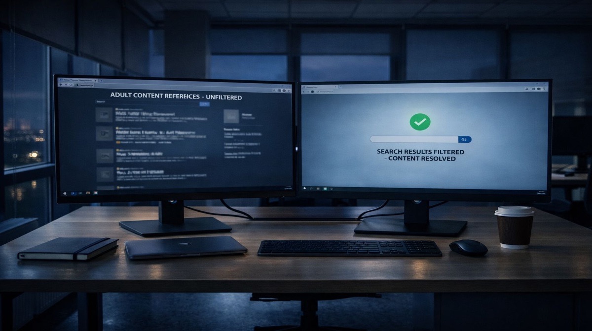 إزالة المحتوى الإباحي لماذا التصرف - لوحة مراقبة الأمن السيبراني تعرض مراجع المحتوى غير المصفى ونتائج البحث التي تم حلها بنجاح