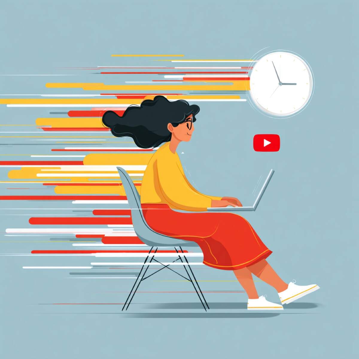 Brand protection speed matters - professional working on laptop with clock and dynamic motion lines representing urgent brand protection response and time-critical digital monitoring