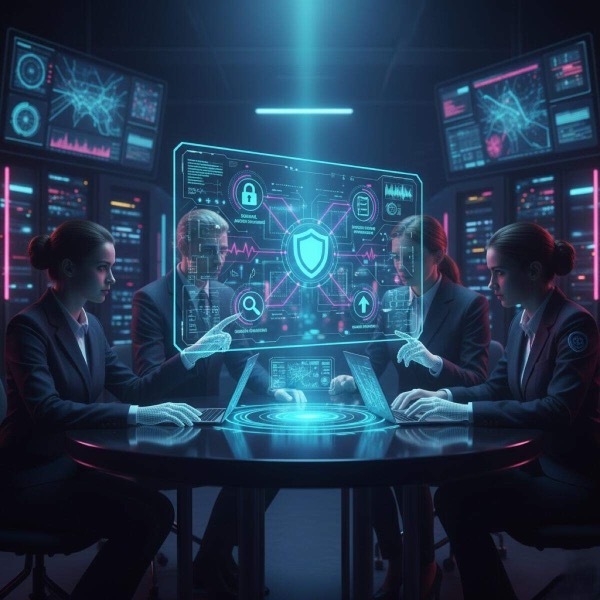 How we stop call blackmail - cybersecurity specialists analyzing voice threats with advanced digital security systems to trace threatening calls and implement communication shutdown protocols