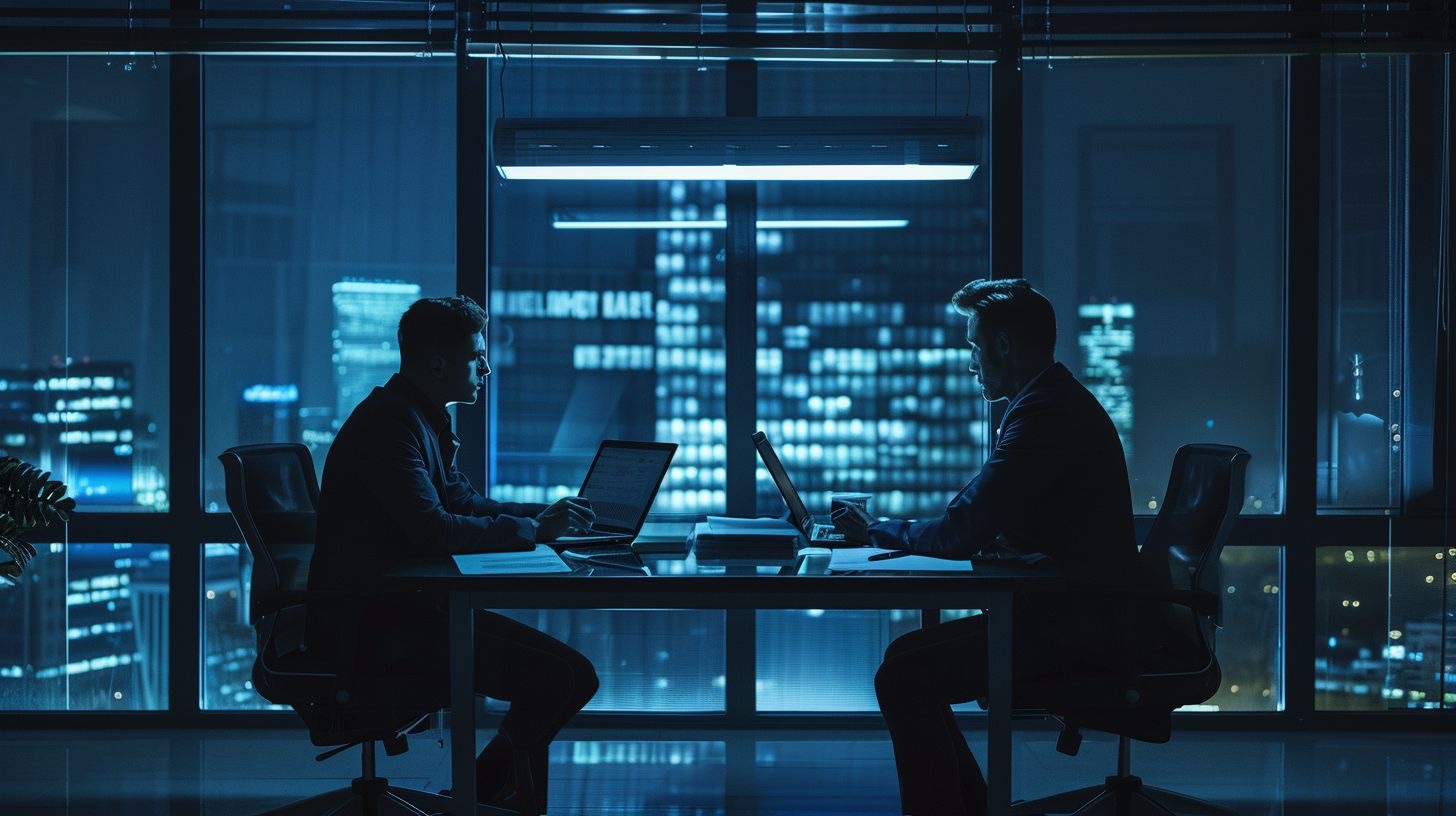 تحديات حماية محتوى Discord DMCA - متخصصون محترفون يعملون على أجهزة الكمبيوتر في مركز عمليات حديث لمراقبة تهديدات انتهاك حقوق النشر