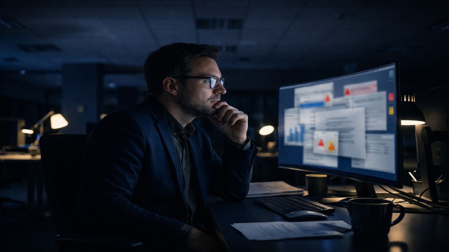 DIY reputation management makes things worse - frustrated professional viewing laptop displaying escalating negative reviews and crisis alerts representing how amateur self-managed reputation attempts often backfire creating more negative attention requiring strategic professional management expertise to prevent permanent damage and reputation deterioration