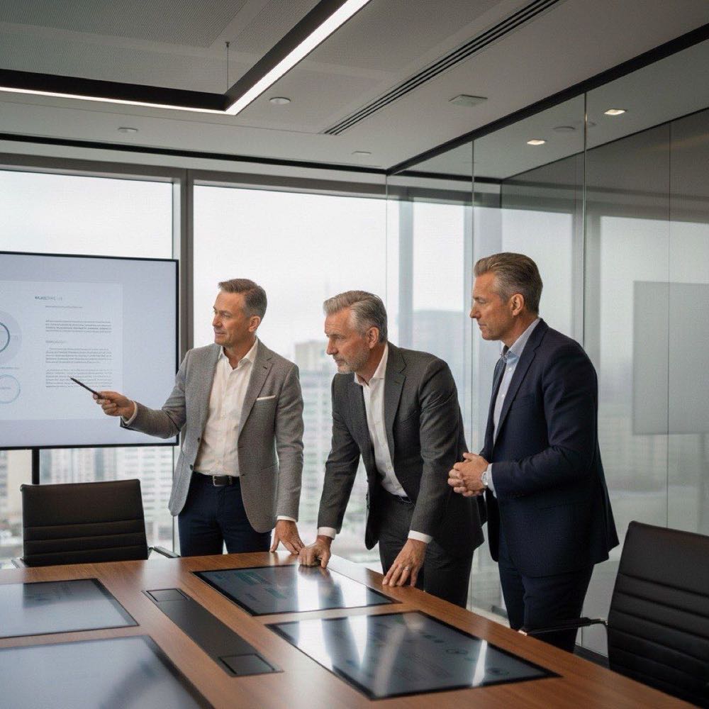 Emotional blackmail expert team consultation - professional specialists analyzing case and providing strategic guidance in modern office