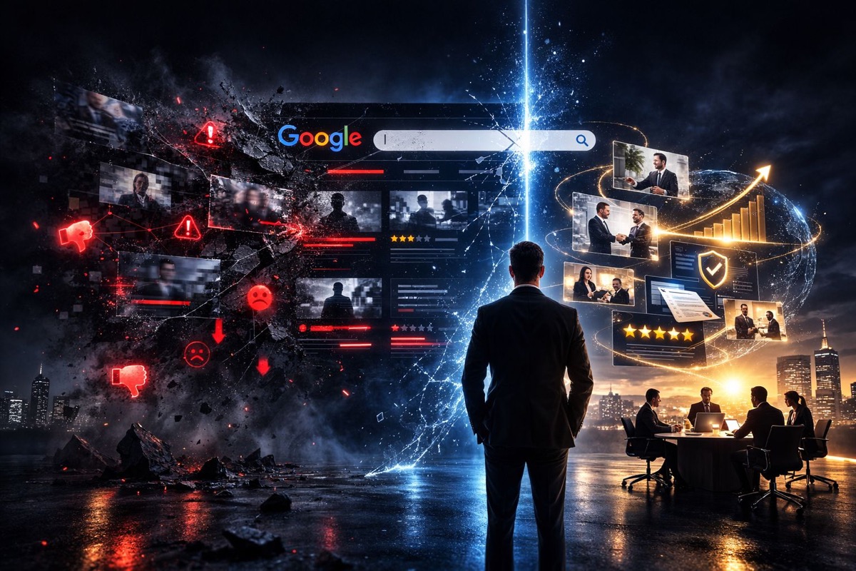 Google negatif görüntülenme kaldırma olumsuz arama sonuçları - Google arama sonuçlarındaki negatif içeriklerin dijital itibara etkisini gösteren görselleştirme