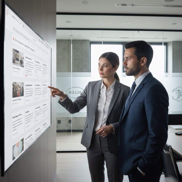 Remove online defamation destroying reputation - business professionals examining harmful defamatory content and negative online articles affecting reputation and credibility