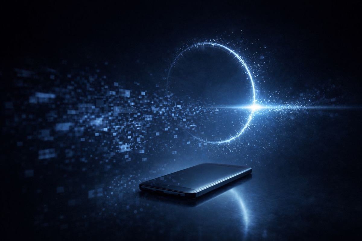 Şantaj dolandırıcılığı acil zaman uyarısı - telefon üzerinde parlayan saat simgesi ve dağılan dijital parçacıklar ile acil müdahale gerekliliği