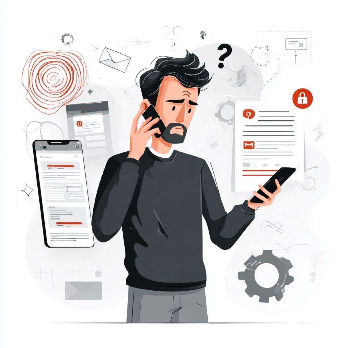 Streamable şantaj acil destek - endişeli kişi telefonda yardım arıyor