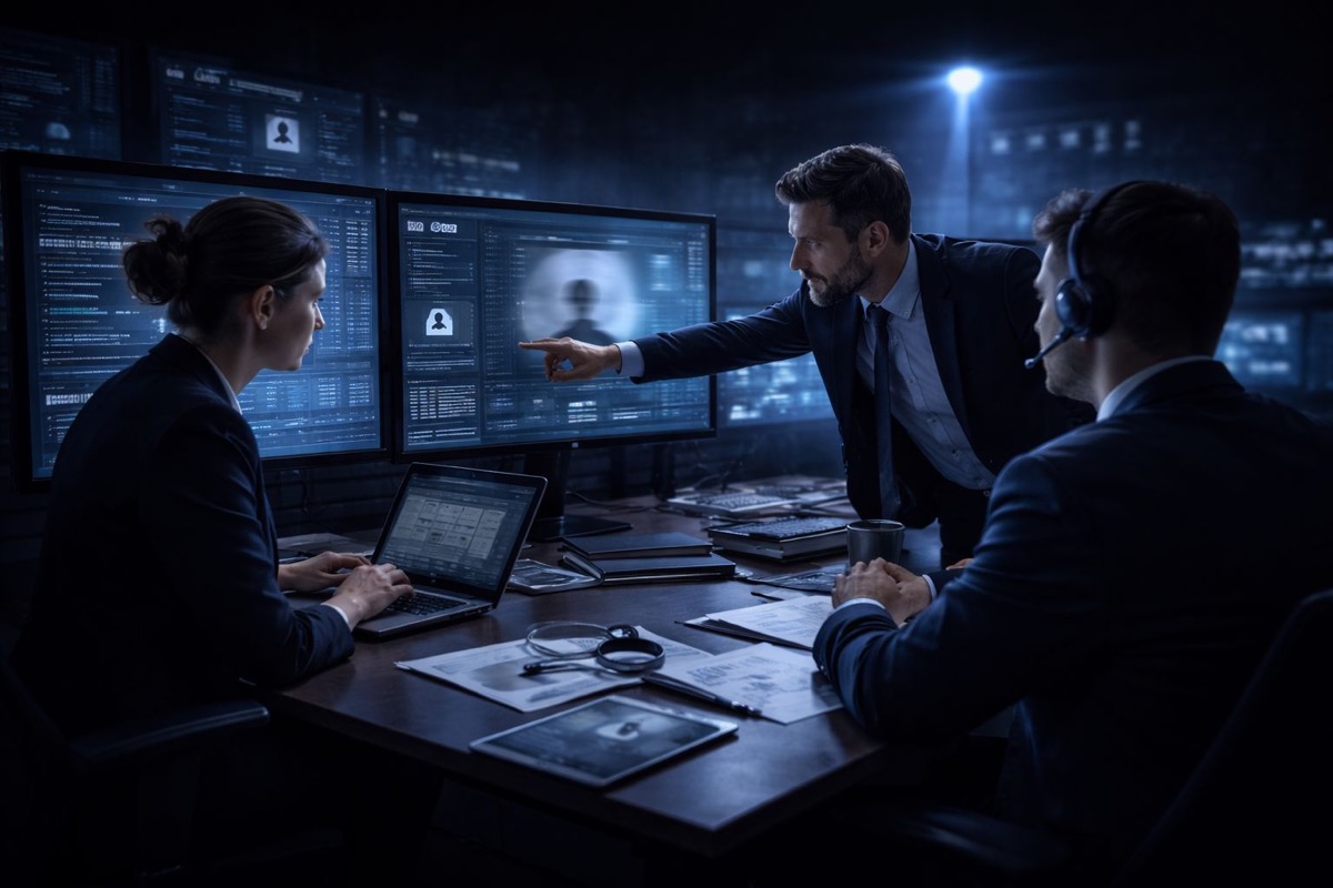 TikTok şantaj çözüm uzman ekip - profesyonel ekip monitörlerde şantajcı profil analizi yaparak şantaj durdurma sürecinde