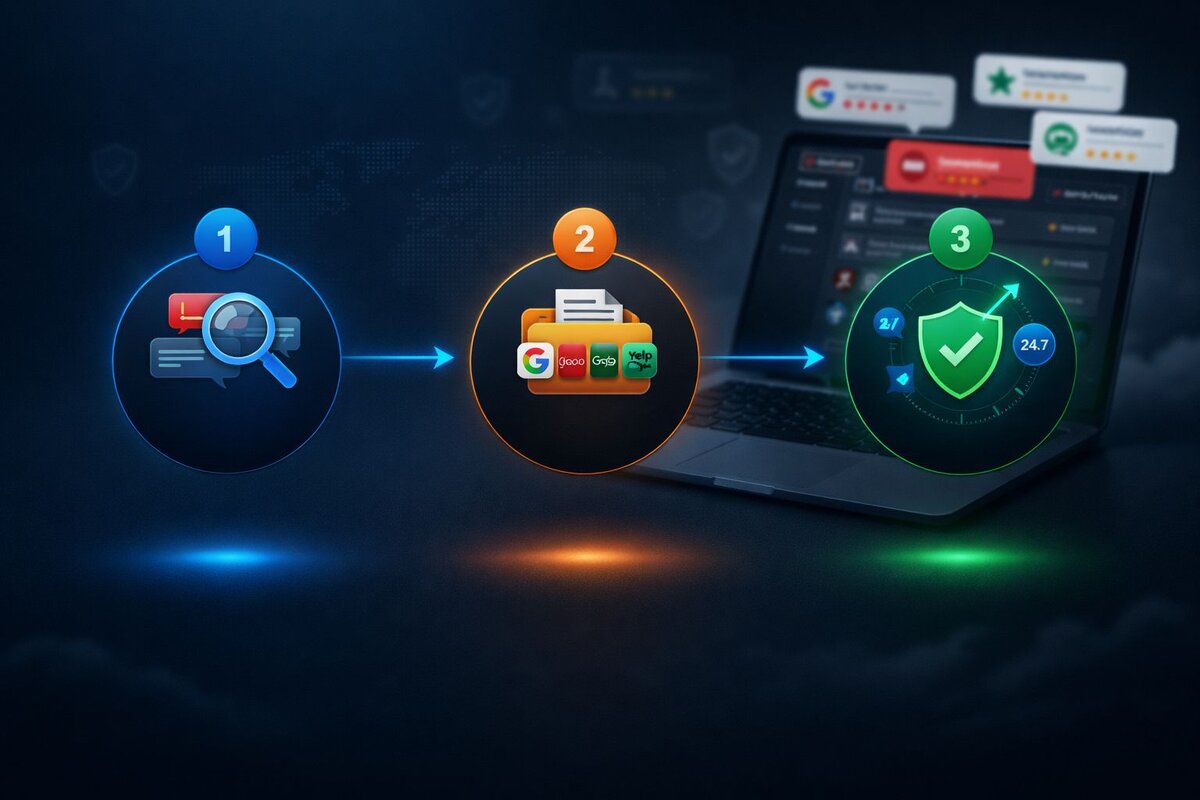 yorum kaldırma çözümü - 3 adımlı süreç analiz tespit platforma özel başvuru ve koruma kalkanı ile işletme itibarı onarımı